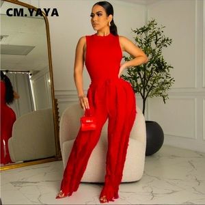 Red two piece pants set
